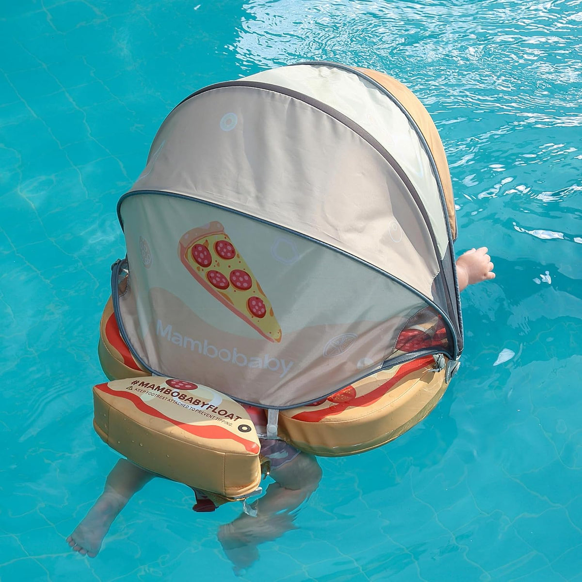 Mambobaby Baby Swim Float with Canopy, Non-Inflatable Solid Baby Float, Upgrade Soft Skin-Friendly Material Infant Swim Float - PuriLite