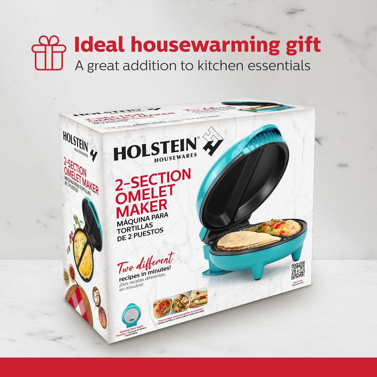 Holstein Housewares Non-Stick 6-Section Multi-Food Maker - Arepas, Mini Pancakes, Corncakes and More, 6-PC, Red/Black - PuriLite