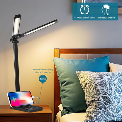 Semlos LED Desk Lamp for Home Office, Eye-Caring Table Light, 25 Lighting Modes, 45 Min Auto Timer, Touch Control, Dimmable, White - PuriLite