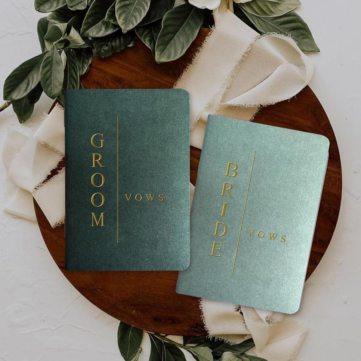 WeddingGiftsWedding Vow Books His and Hers Soft Touch Gold Foil Engraving Vow Books Wedding Essentials Wedding Accessories(TR-HH-Black) - PuriLite