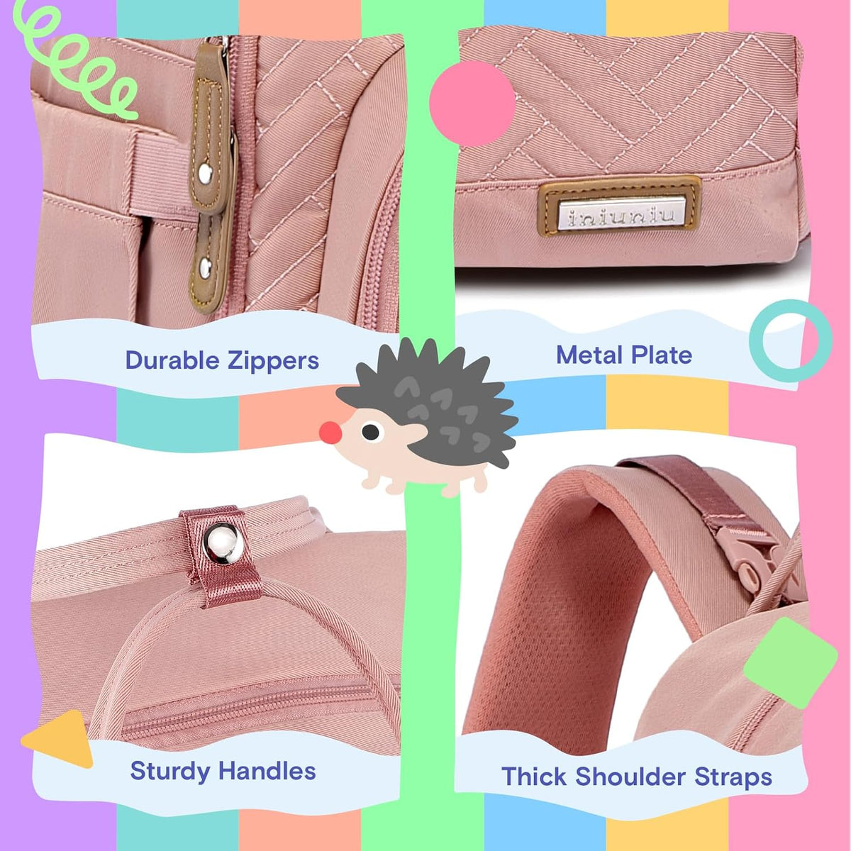 Diaper Bag Backpack, iniuniu Large Baby Bags with Diaper Pouch, Washable Changing Pad, Pacifier Case and Stroller Straps - PuriLite
