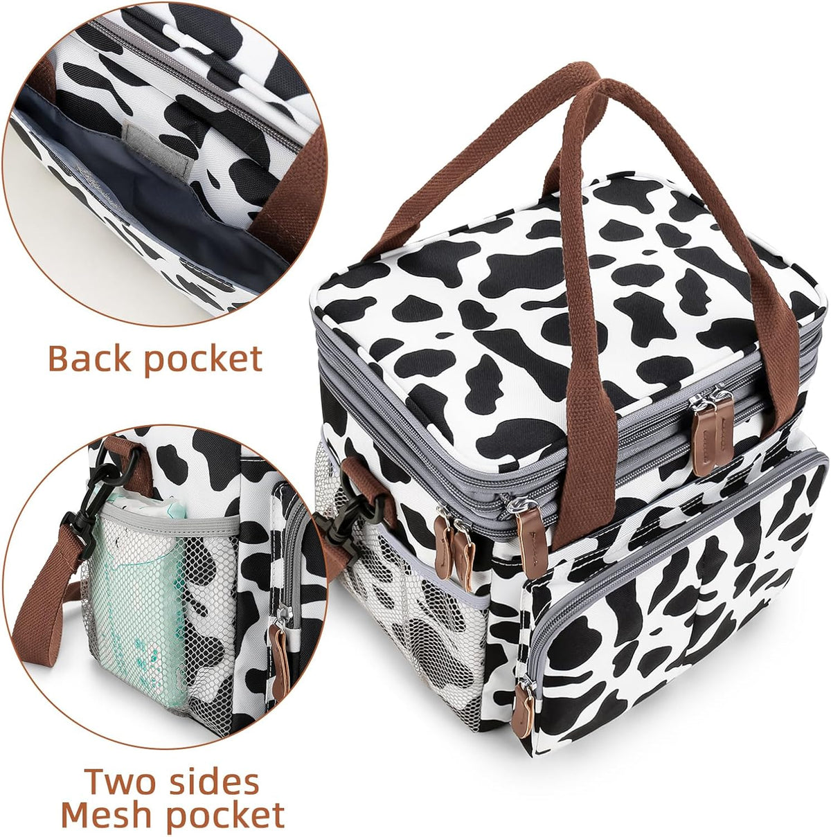 Lunch Bag Women Insulated Lunch Box for Work, Purple Expandable Large Lunch Bags, Leakproof Double Deck Lunch Box Cooler Bag（Purple） - PuriLite