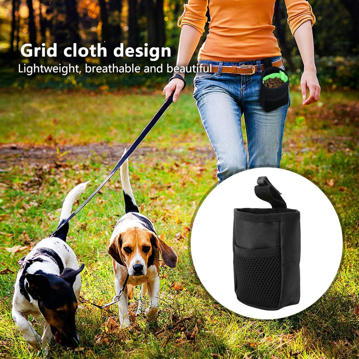Dog Treats Training Pouch, Pet Training Waist Bag Mini Snack Carrier with Clip for Dogs Birds Positive Reinforcement Training Agility Outdoor Activities Black - PuriLite