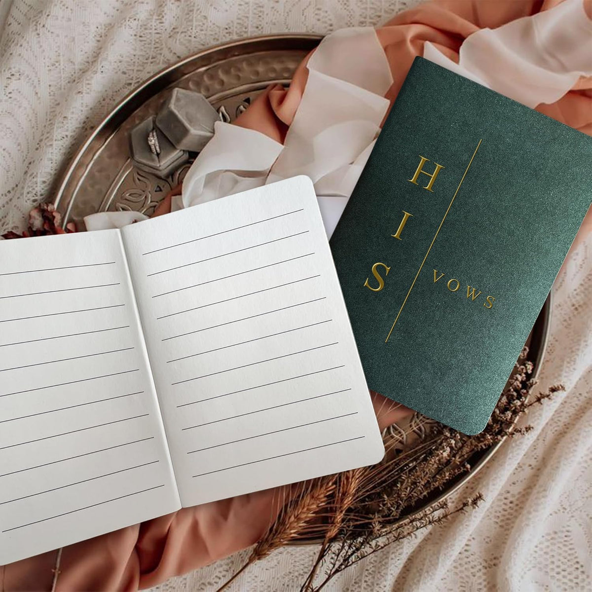 WeddingGiftsWedding Vow Books His and Hers Soft Touch Gold Foil Engraving Vow Books Wedding Essentials Wedding Accessories(TR-HH-Black) - PuriLite