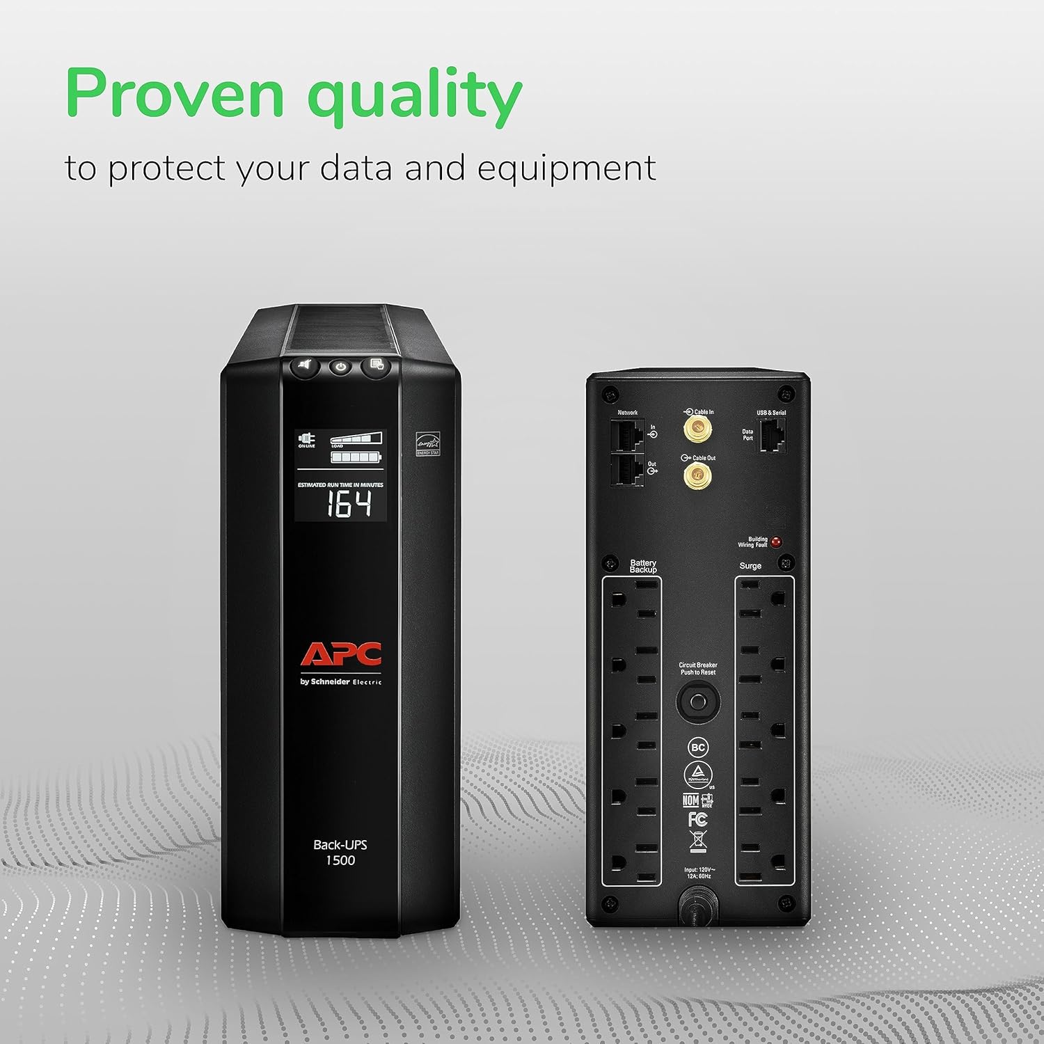 APC 1500VA UPS Battery Backup & Surge Protector, APC UPS Back-UPS Pro (BX1500M) - PuriLite