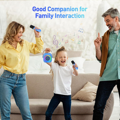 Mini Karaoke Machine, Portable Bluetooth Karaoke Speaker with 2 Wireless Microphones and Party Lights for Kids and Adults, Birthday Gifts for Girls Boys Family Home Party (Hotpink) - PuriLite