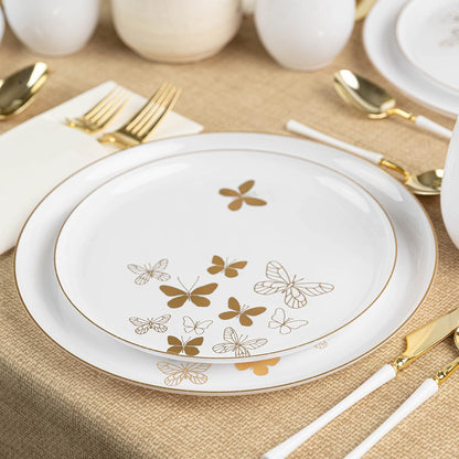 PLASTICPRO [30 Pack 10.7'' Christmass Green Plastic Party Plates Edge Collection Premium heavyweight Elegant Disposable Tableware Dishes - PuriLite