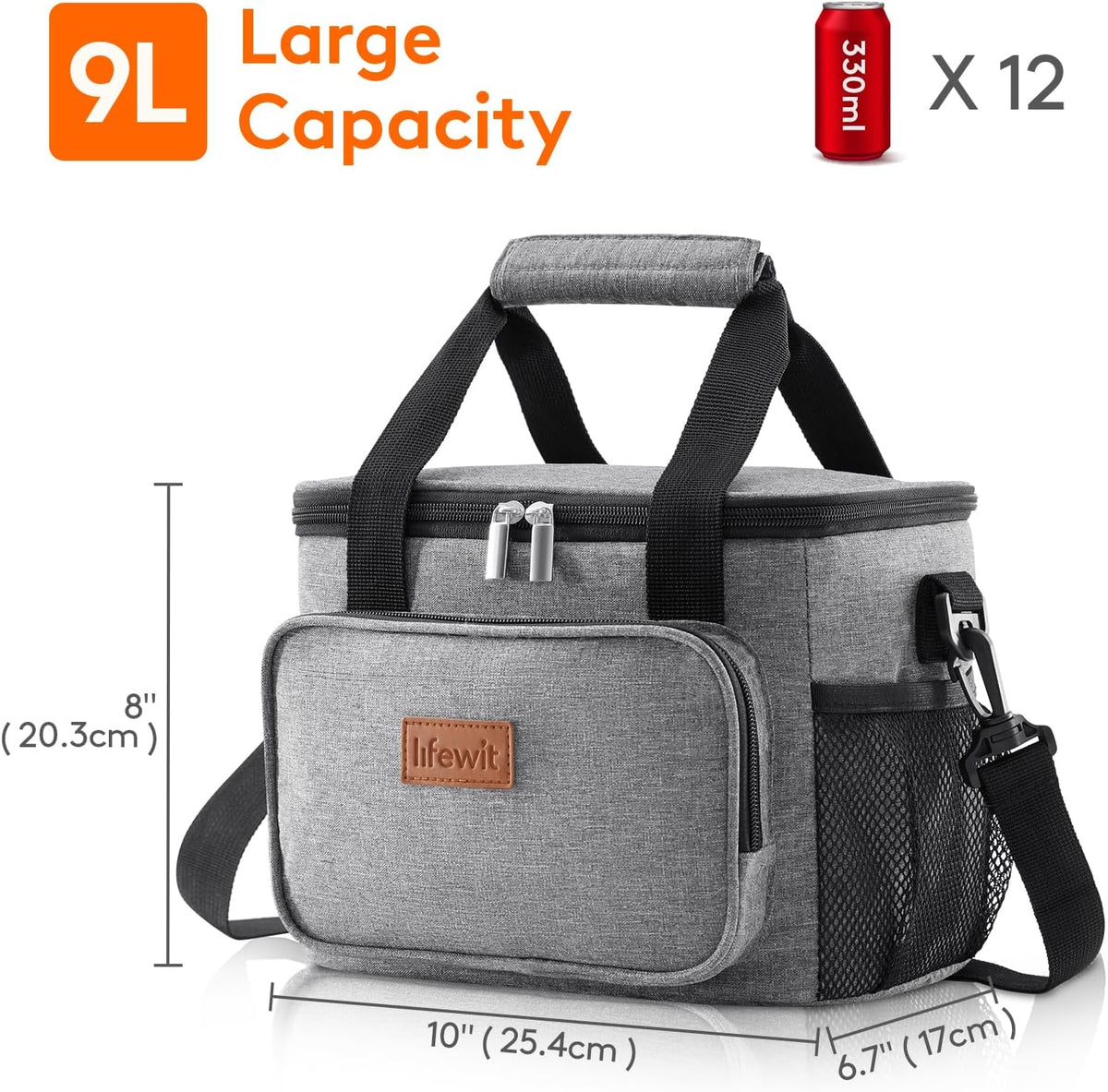 Lifewit Large Lunch Bag for Adults, 24-Can 15L Insulated Lunch Box Leakproof Soft Cooler Cooling Tote for Men Women, Waterproof Reusable Cooler Bags for Work Office Outdoor Picnic Camping, Black - PuriLite
