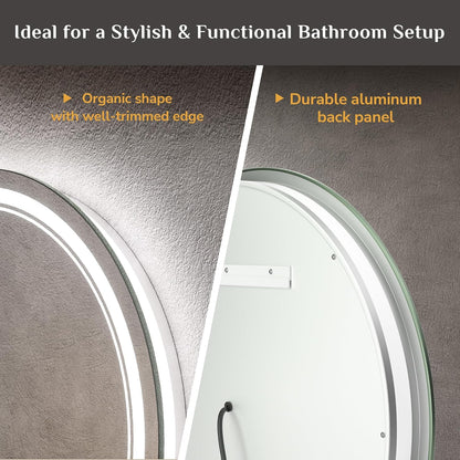 Keonjinn 40 x 32 Inch LED Bathroom Mirror with Acrylic, Backlit Mirror Anti-Fog, Lighted Bathroom Mirror for Wall, CRI90 High Definition Dimmable Large Makeup Mirror(Horizontal/Vertical) - PuriLite