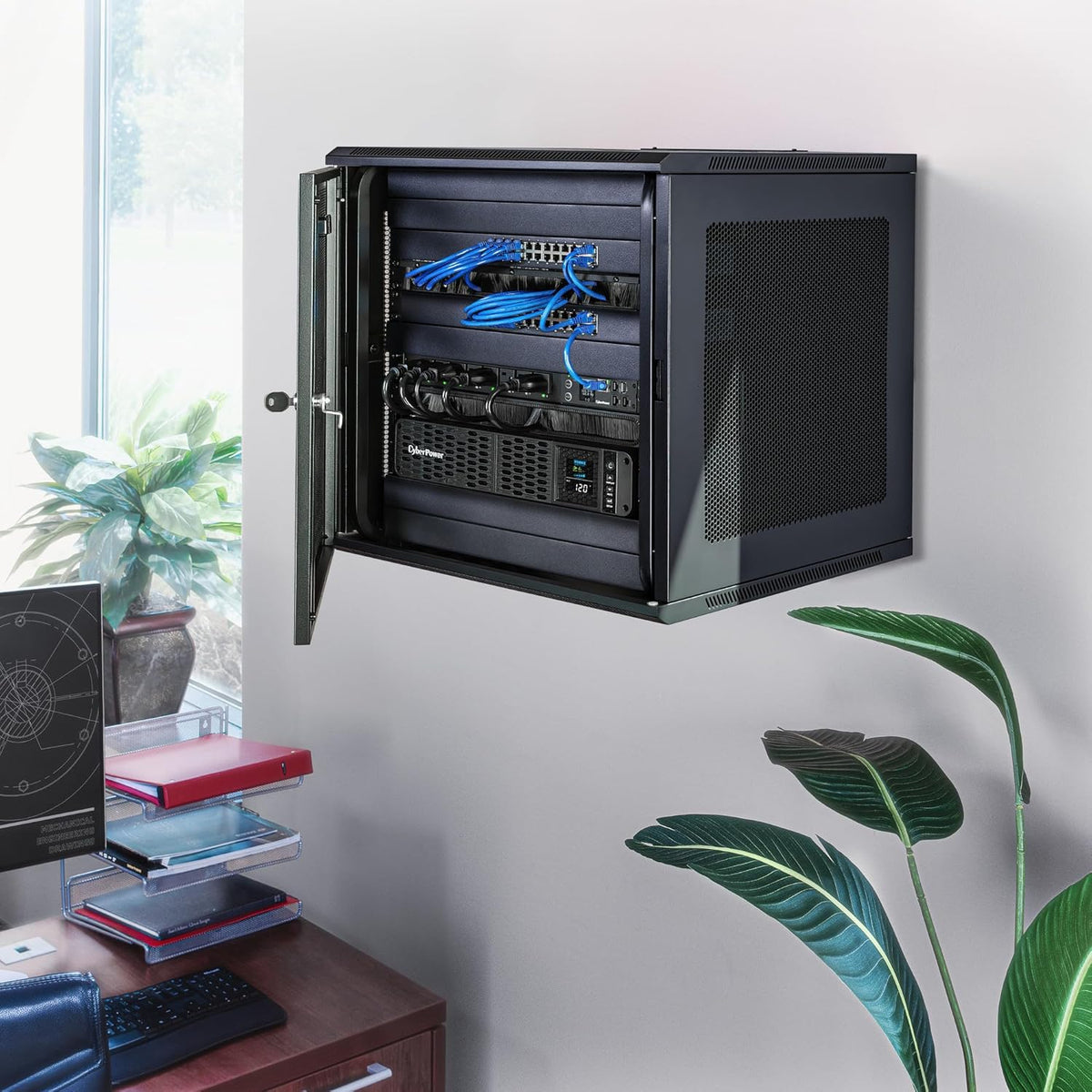 CyberPower CP1500PFCLCD PFC Sinewave UPS System, 1500VA/1000W, 12 Outlets, AVR, Mini Tower, Black - PuriLite
