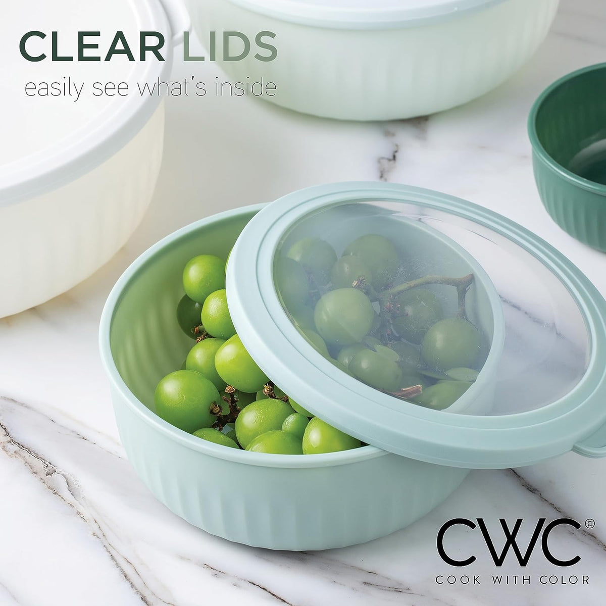COOK WITH COLOR Prep Bowls with Lids- 8 Piece Nesting Plastic Small Mixing Bowl Set with Lids (Teal Ombre) - PuriLite