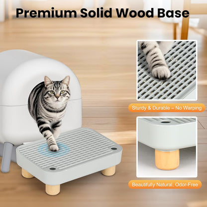 Aothey Cat Ramp, Cat Step, Cat Litter Mat with Wooden Base, Anti-Tracking & Easy to Clean, Ideal for Small & Elderly Cats - PuriLite
