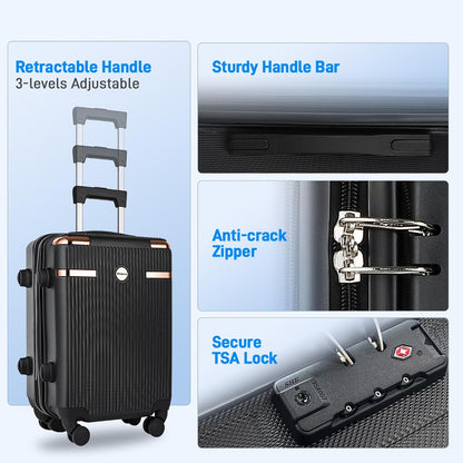 IMHome 3-Pc Luggage Set with GPS Tracker, 20/24/28'' Suitcases for Airplane