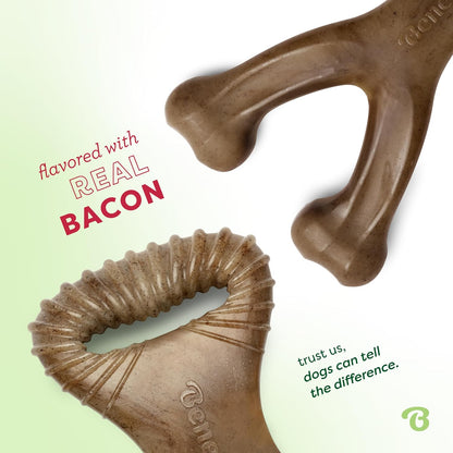 Benebone 4-Pack Durable Dog Chew Toys for Aggressive Chewers, Real Flavors, Made in USA, Medium - PuriLite