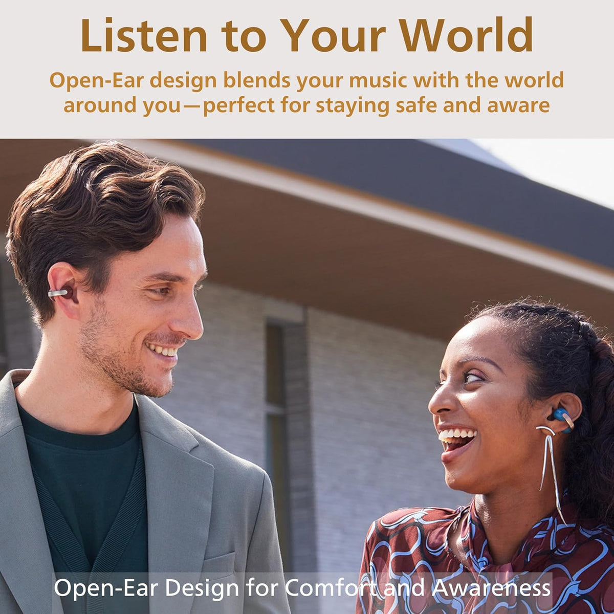 JVC nearphones Open Ear-Cuffs Wireless Headphones with Clasp Mechanism, Multipoint, Single Ear use, BT 5.3, Long Battery Life (up to 24 Hours) - HA-NP1T-A Teal Blue - PuriLite