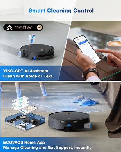ECOVACS DEEBOT X9 PRO OMNI Robot Vacuum and Mop, BLAST™ 16,600Pa Suction, OZMO ROLLER Instant Self-Washing Mopping, ZeroTangle™ 3.0, Triple Lift System, AI Smart Navigation, Hands-Free OMNI Station - PuriLite