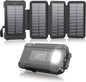 Solar Power Bank 38800mAh with 4 Solar Panels, Portable Charger USB C 18W Fast Charge for iPhone Samsung, IP67 Waterproof Outdoor External Battery Pack with Flashlight Light/SOS/Strobe - PuriLite