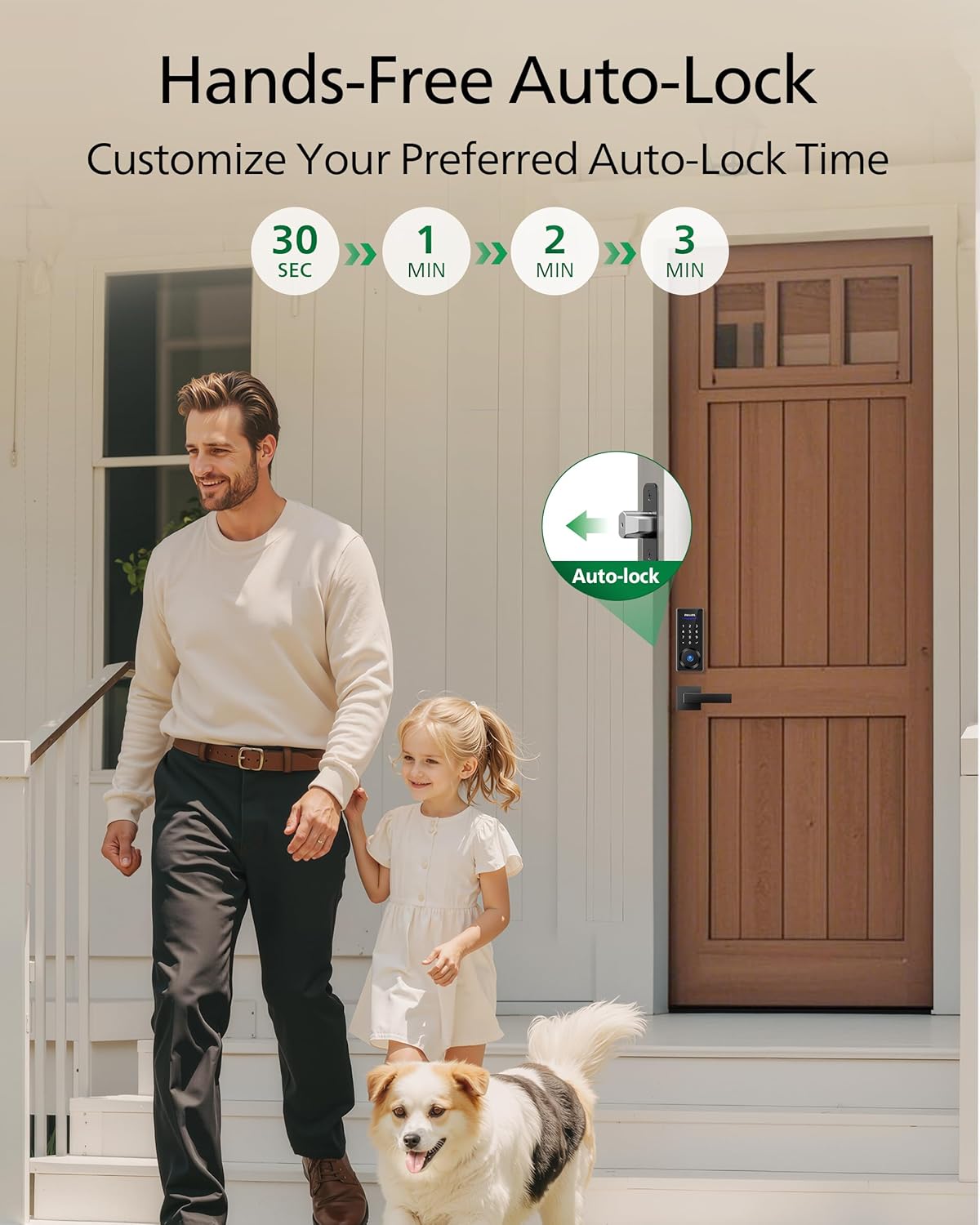 Philips Fingerprint Keyless Entry Door Lock, Electronic Door Lock with Touchscreen, Long-Lasting Battery, Auto Locking, One-Time Code, Keypad Deadbolt, One-Touch Locking, Matte Black - PuriLite