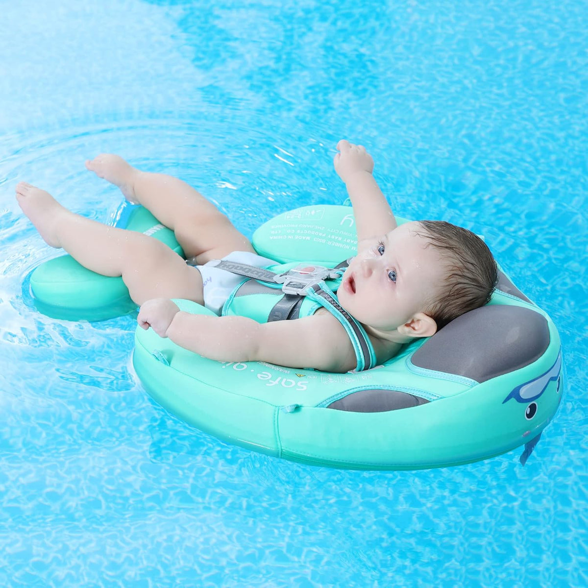 Mambobaby Baby Swim Float with Canopy, Non-Inflatable Solid Baby Float, Upgrade Soft Skin-Friendly Material Infant Swim Float - PuriLite