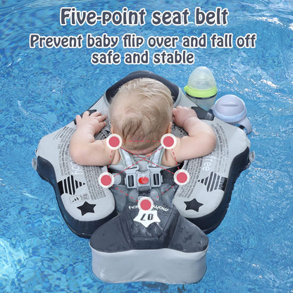 Mambobaby Baby Swim Float with Canopy, Non-Inflatable Solid Baby Float, Upgrade Soft Skin-Friendly Material Infant Swim Float - PuriLite