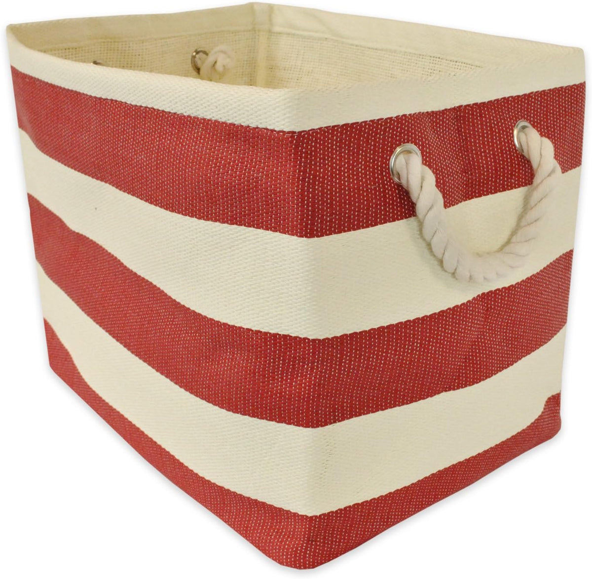 DII Storage Basket or Bin, Collapsible & Convenient Storage Solution for Office, Bedroom, Closet, Toys, Laundry (Large) - Pink Rugby Stripe - PuriLite