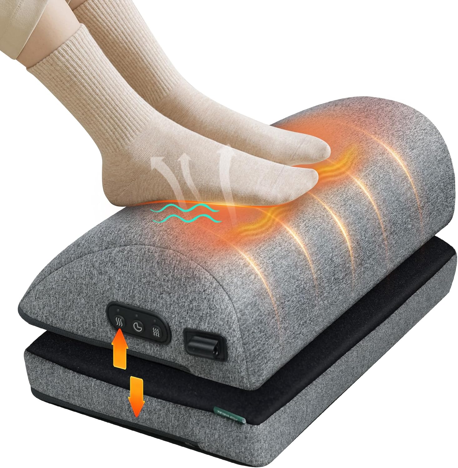 Snailax Foot Rest Under Desk at Work, 2 Heating Levels, 3 Vibrating Massage Modes, Heated Ergonomic Foot Stool with Adjustable Height, Office & Gaming Home Use, Grey - PuriLite