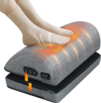 Snailax Foot Rest Under Desk at Work, 2 Heating Levels, 3 Vibrating Massage Modes, Heated Ergonomic Foot Stool with Adjustable Height, Office & Gaming Home Use, Grey - PuriLite