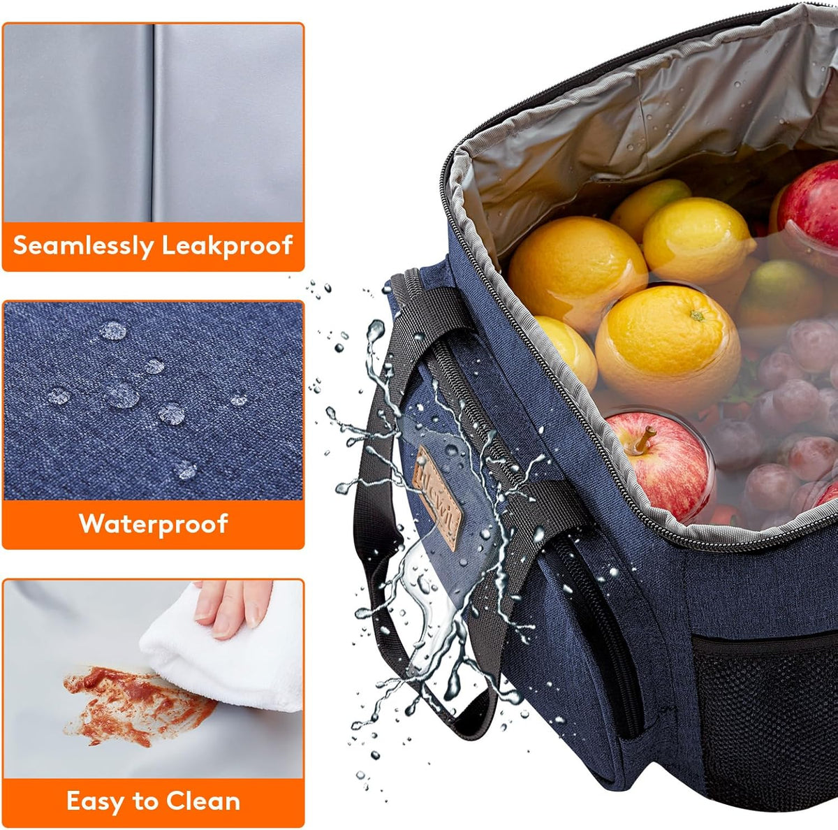 Lifewit Large Lunch Bag for Adults, 24-Can 15L Insulated Lunch Box Leakproof Soft Cooler Cooling Tote for Men Women, Waterproof Reusable Cooler Bags for Work Office Outdoor Picnic Camping, Black - PuriLite