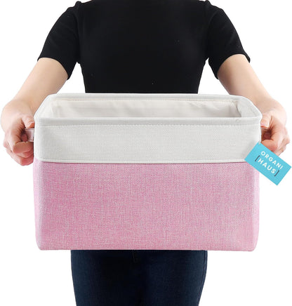OrganiHaus Large Fabric Storage Baskets for Shelves 3 Pack, 15x11in Closet Storage Bins for Shelves, Cloth Baskets, Fabric Storage Cubes, Linen Closet Organizers, Fabric Basket, White Basket - PuriLite