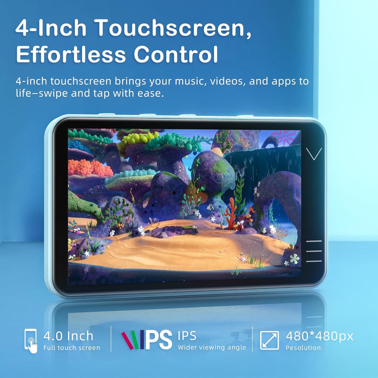 MP3 Player with Bluetooth and WiFi, Music Player with Camera Spotify Pandora,Amazon Music, 4" Touch Screen Android MP4 MP3 Player with Speaker 144GB MP4 & MP3 Player for Travel Sport - PuriLite