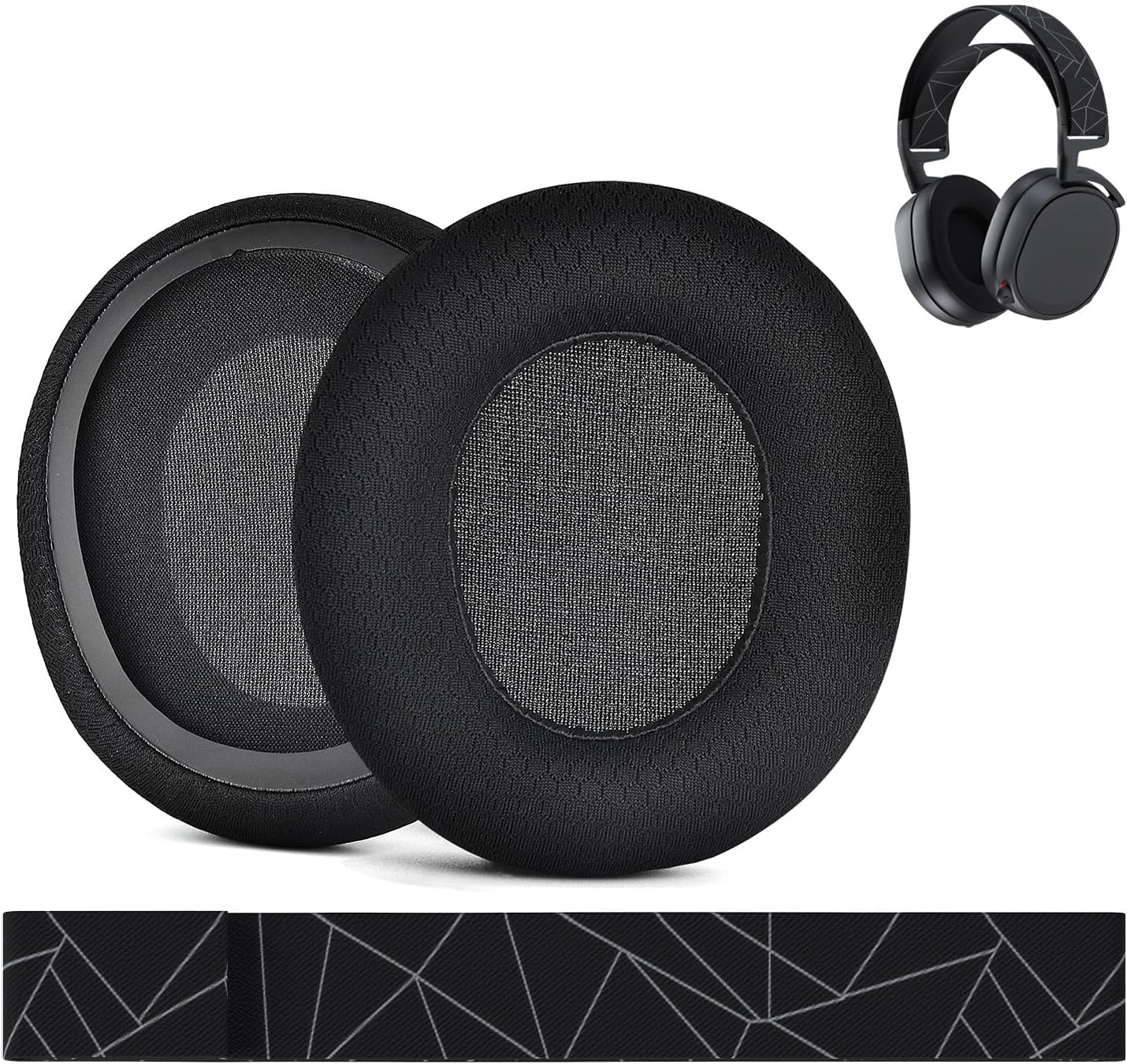 Ear Pads & Headband Replacement for SteelSeries Arctis 7/9 / Pro & Prime Wireless Gaming Headset etc. by MMOBIEL - Cooling Gel Ear Pad Cushions & Elastic Fabric Headband Top Pad Cushion - PuriLite
