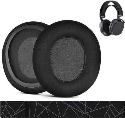 Ear Pads & Headband Replacement for SteelSeries Arctis 7/9 / Pro & Prime Wireless Gaming Headset etc. by MMOBIEL - Cooling Gel Ear Pad Cushions & Elastic Fabric Headband Top Pad Cushion - PuriLite