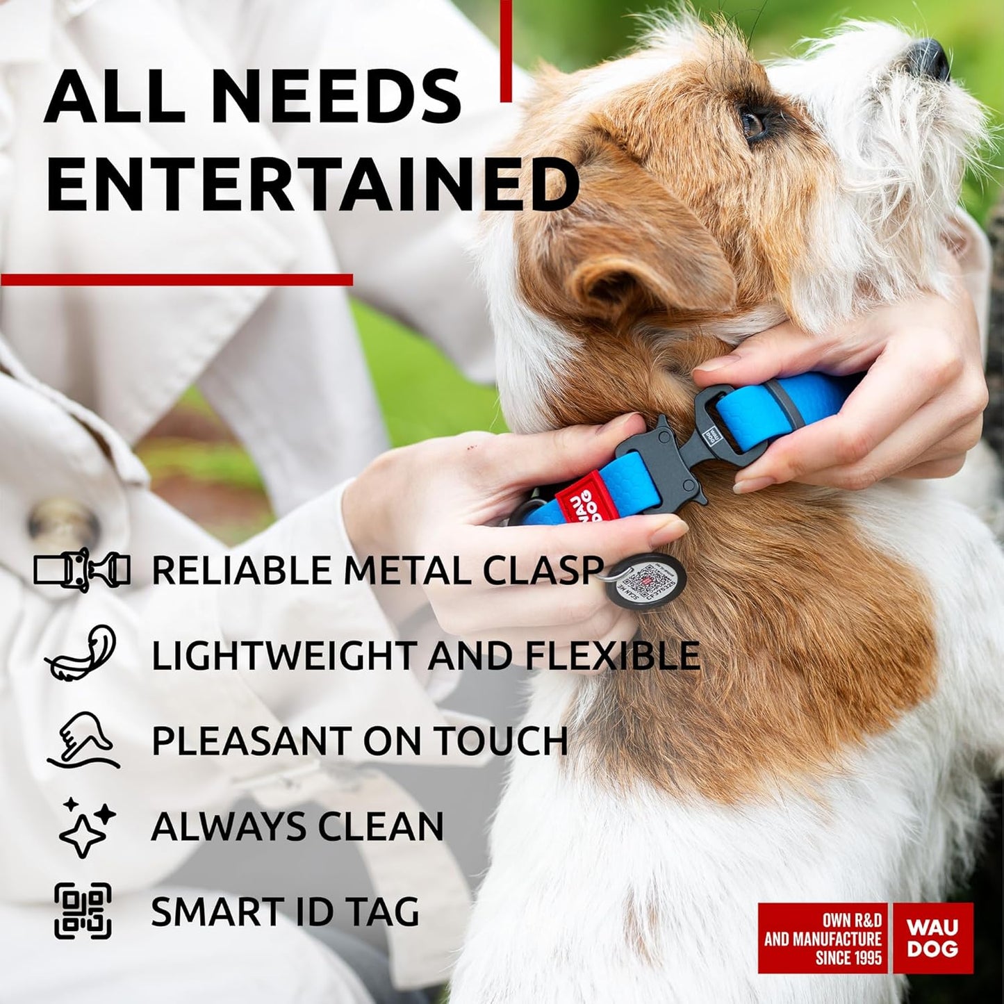 Waterproof Dog Collar - Adjustable Glow Dog Collar for Large Dogs, Small and Medium Dogs - Heavy Duty Dog Collars with Durable Metal Clasp and QR Dog Tag - Glow in The Dark Dog Collars - PuriLite