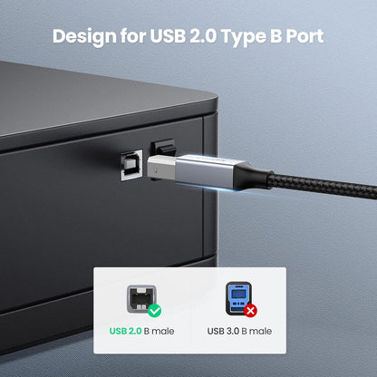 UGREEN USB C Printer Cable C to A Printer Scanner Braided MIDI Cable Compatible with DJ Controller, MIDI Keyboard, Digital Mixing Console, Piano Keyboard for MacBook Pro, iPad, 6ft - PuriLite
