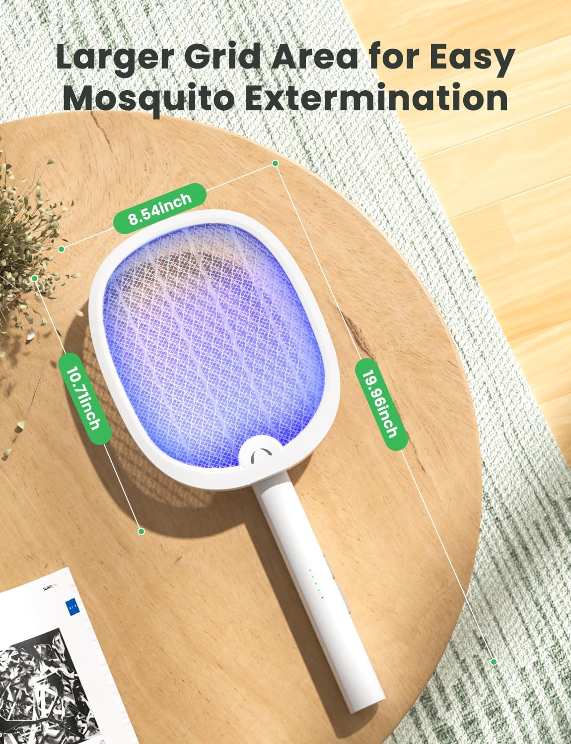 YISSVIC Bug Zapper Racket 4000 Volt Electric Fly Swatter Fly Zapper Dual Modes with Attractant Light Rechargeable Black - PuriLite