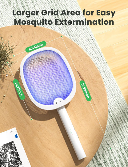 YISSVIC Bug Zapper Racket 4000 Volt Electric Fly Swatter Fly Zapper Dual Modes with Attractant Light Rechargeable Black - PuriLite
