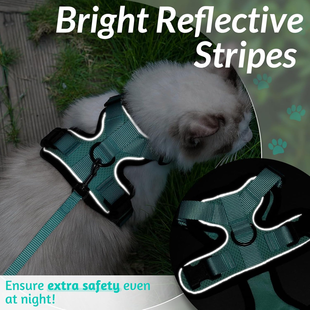 rabbitgoo Cat Harness and Leash for Walking, Escape Proof Soft Adjustable Vest Harnesses for Small Medium Cats, Easy Control Breathable Reflective Strips Jacket, XS, Black - PuriLite