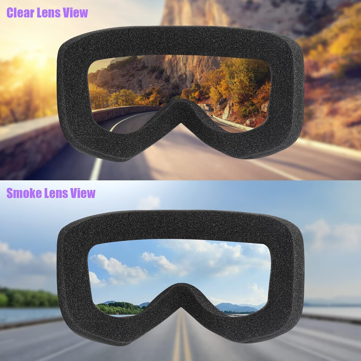 surpassme 2 Dirt Bike Goggles, UV Protection Motocross/MX Goggles Compatible Helmet, Motorcycle Ridding Goggles Fit Glasses for Men/Women - PuriLite