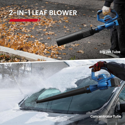Leaf Blower Cordless,460CFM &190MPH,20V 4.0Ah Upgrade Battery Powered 2-in-1 Leaf Blower(Upgraded),6 Variable Speed,for Blowing Leaves,Debris,Snow and Dust,4.0Ah Battery&Charger Included(Blue) - PuriLite