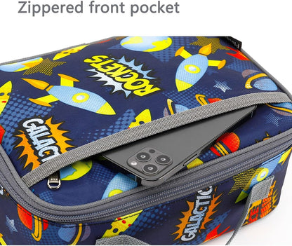 FlowFly Kids Lunch Box Insulated Soft Bag Mini Cooler Back to School Thermal Meal Tote Kit for Girls, Boys, Black - PuriLite