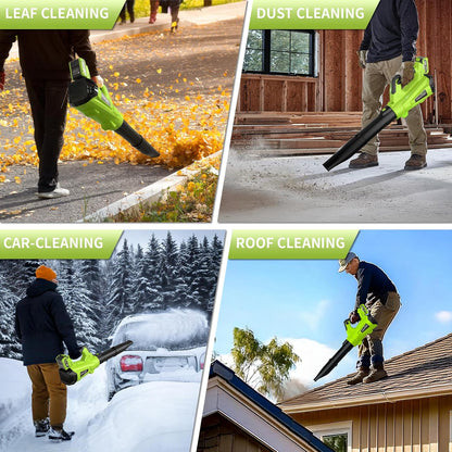 GREENER 21V Leaf Blower Cordless - 460CFM/145MPH Turbo Mode Electric Leaf Blower with 2 X 4.0Ah Battery and Fast Charger Included, Blowing Leaves and Dust, Patio Cleaning - PuriLite