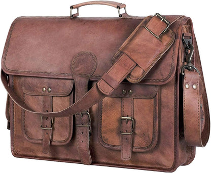 Leather Briefcase Laptop bag 18 inch Handmade Messenger Bags Best Satchel by KPL - PuriLite