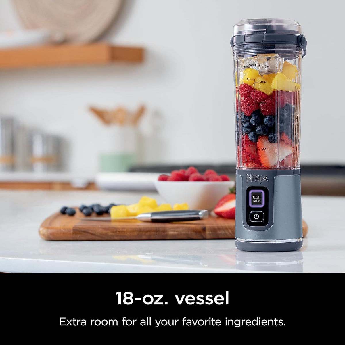 Ninja Blast Portable Blender, Cordless, 18oz. Vessel, Personal Blender for Shakes & Smoothies, BPA Free, Leakproof Lid, USB-C Rechargeable, Black, BC151BKC (Canadian Version) - PuriLite