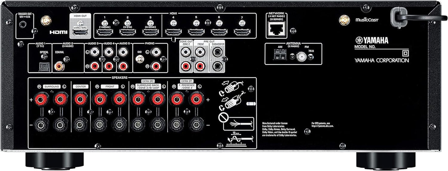 Yamaha RX-V6A Home Theatre Receiver, 7.2 Channel, 4K/120Hz and Dolby Atmos Capable, Built-in USB Port with WiFi, MusicCast and Amazon Alexa Capable - PuriLite