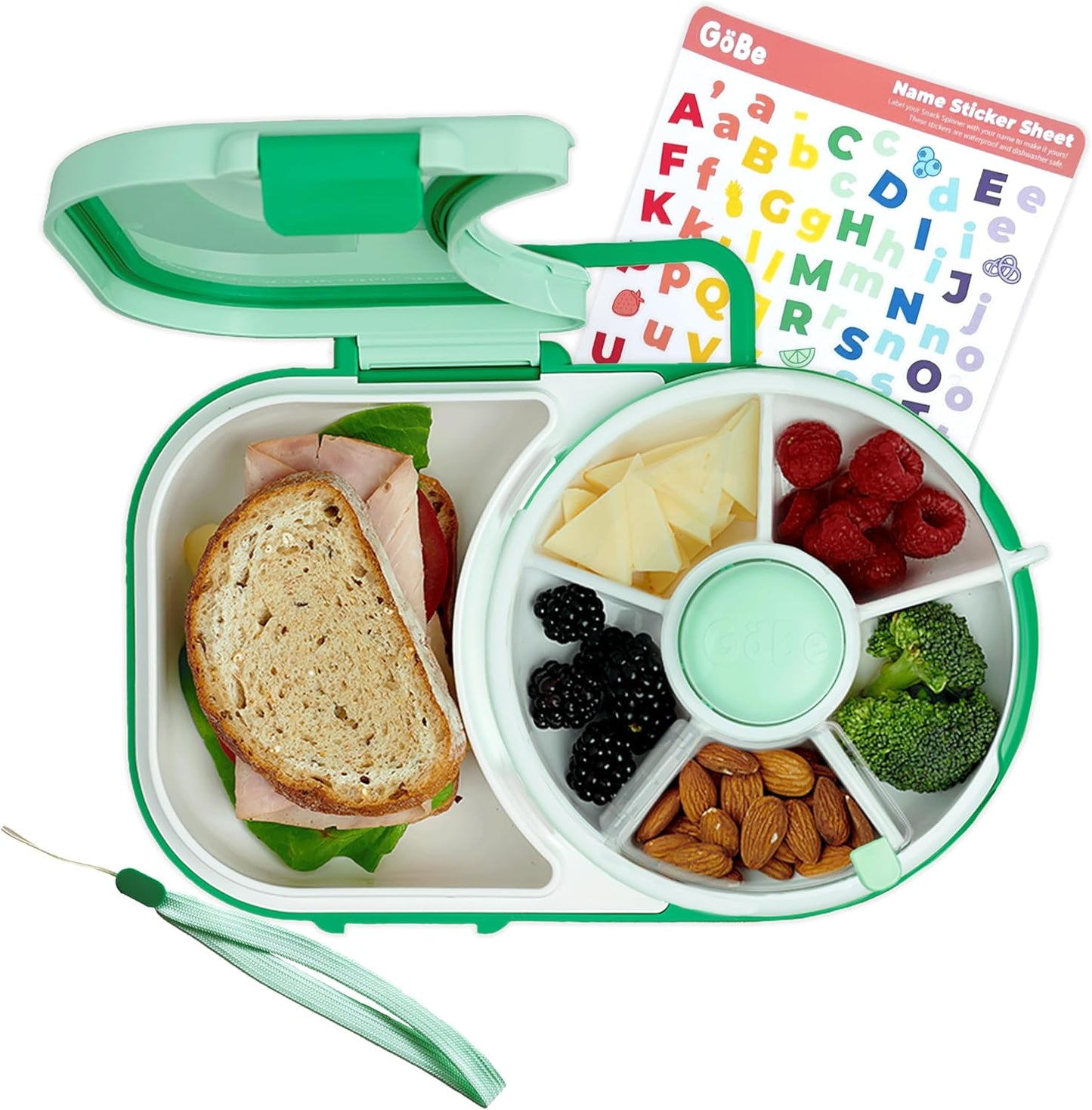 GoBe Kids Lunchbox - Reusable Snack Container with 5 Compartment Dispenser and Lid | BPA and PVC Free | Dishwasher Safe | No Spill, Leakproof - PuriLite