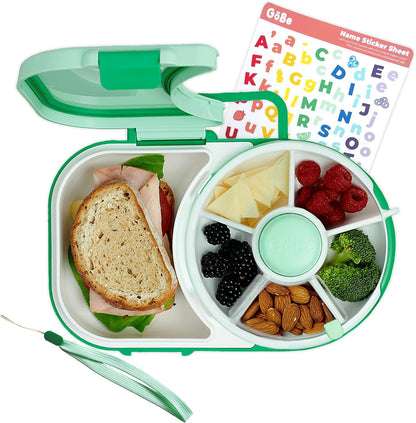 GoBe Kids Lunchbox - Reusable Snack Container with 5 Compartment Dispenser and Lid | BPA and PVC Free | Dishwasher Safe | No Spill, Leakproof - PuriLite