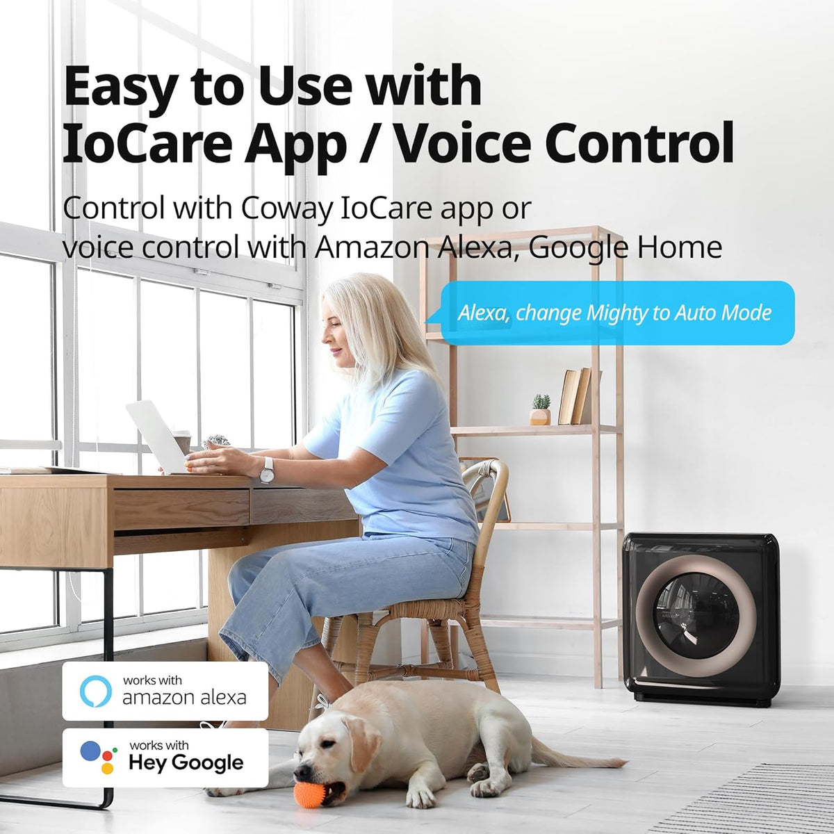 Coway Airmega AP-1512HHS App-Enabled Smart Technology, Compatible with Amazon Alexa True HEPA Air Purifier, Black/Bronze - PuriLite