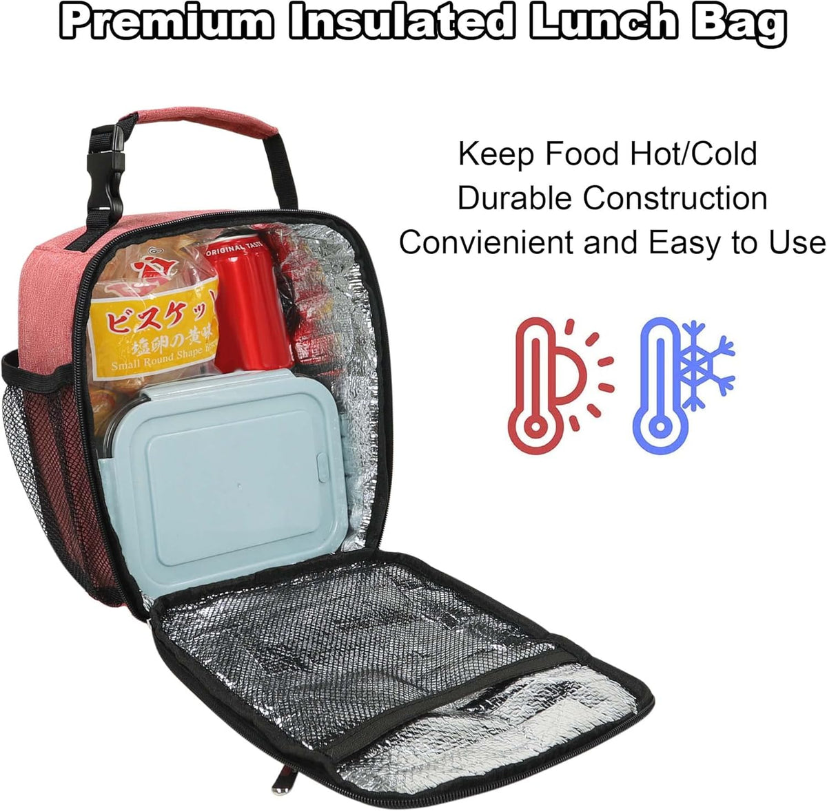 Lunch Box for Men Women Adults Small Lunch Bag for Office Work Picnic - Reusable Portable Lunchbox, Black - PuriLite