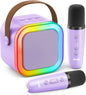 Karaoke Machine for Kids Adults, Portable Bluetooth Mini Karaoke Microphone Singing Speaker Karaoke Player with 2 Wireless Mic Toys for All Smartphones,Birthday, Family,Home Party (Purple) - PuriLite