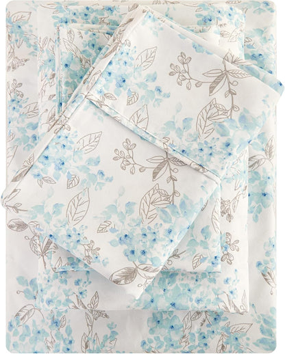 Viviland Floral Queen Sheet Set - 4 Piece Vintage Pink & Yellow Flower Patterned Bed Sheets - Soft, Breathable Microfiber Sheets with Deep Pocket, Non-Slip Fitted Sheets & Pillowcases - PuriLite